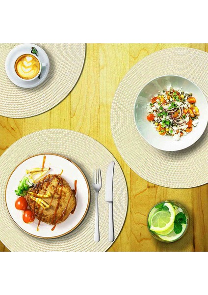 Yuvarlak Örgülü Placemats Yemek Masaları Için 6 Masa Paspasları Dokuma Yıkanabilir Kaymaz Yer Paspasları 15 Inç (Bej) (Yurt Dışından) modelleri