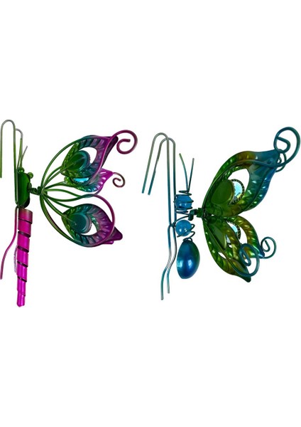 Saksı Dekorasyon Kolye Kelebek Yusufçuk Metal Yeşil Kenar Süsleri Saksı Boyalı Bitki Dekorasyonu B (Yurt Dışından)