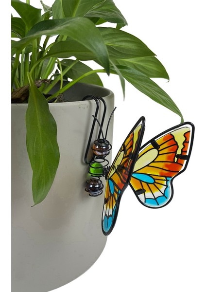 Saksı Dekorasyon Kolye Kelebek Yusufçuk Metal Yeşil Kenar Süsleri Saksı Boyalı Bitki Dekorasyonu B (Yurt Dışından) fiyatları