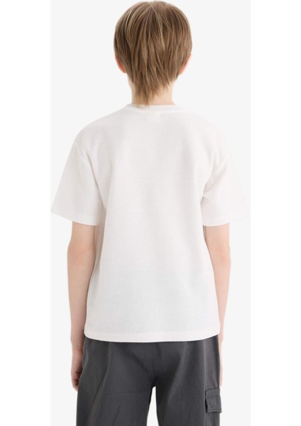 Erkek Çocuk Bisiklet Yaka Baskılı Kısa Kollu Tişört