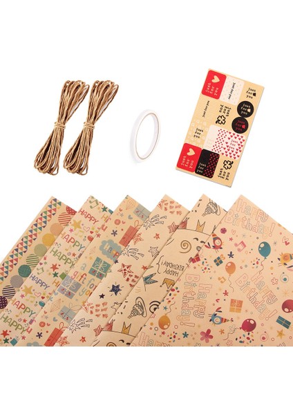 6 Adet Sarma Kağıt Sayfaları, Doğum Günü Ambalaj Kağıdı Seti Festival Hediye Sargısı Kağıtları, Şeridi Mevcut Hediye Ambalaj Kağıdı (Yurt Dışından)