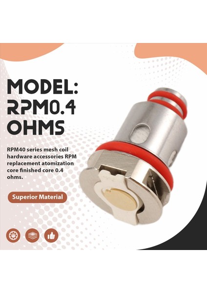 RPM40 Serisi Mesh Bobar Donanım Aksesuarları Rpm Değiştirme Atomizasyon Çekirdek Bitmiş Çekirdek 0.4 Ohm-5pcs (Yurt Dışından) fırsatları
