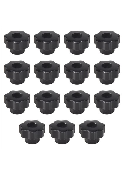 15PCS M6 Yıldız Düğmesi Kelepçesi Koyu Somun Delik Seti Pirinç Dişli Tutuklu Koyu Vida Düğme Kavrama Siyah Plastik (Yurt Dışından)