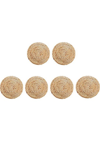 Yuvarlak Dokuma Rattan Placemats, Doğal Hasır Paspaslar, Su Sümbül Saman Örgülü Placemats, 6 Set (Yurt Dışından)