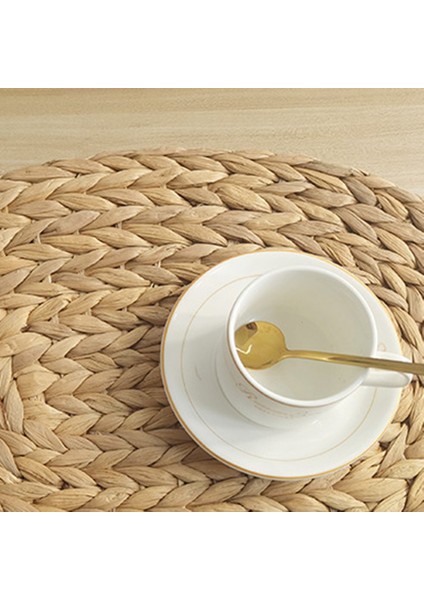 Yuvarlak Dokuma Rattan Placemats, Doğal Hasır Paspaslar, Su Sümbül Saman Örgülü Placemats, 6 Set (Yurt Dışından) fırsatları