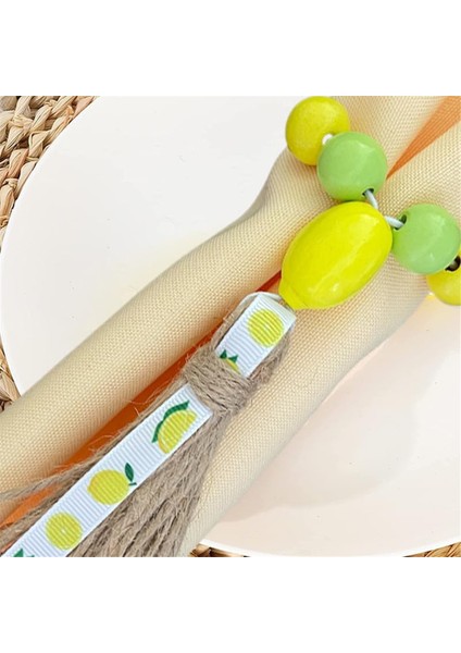 6pcs Limon Ahşap Boncuk Peçete Halkaları Boho Çiftlik Evi Peçete Tutucular El Yapımı Sarı Yeşil Boncuklar Peçete Tokaları (Yurt Dışından) fiyatları
