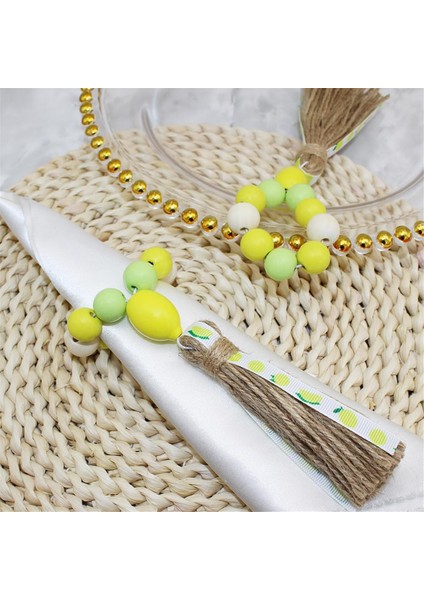 6pcs Limon Ahşap Boncuk Peçete Halkaları Boho Çiftlik Evi Peçete Tutucular El Yapımı Sarı Yeşil Boncuklar Peçete Tokaları (Yurt Dışından) modelleri