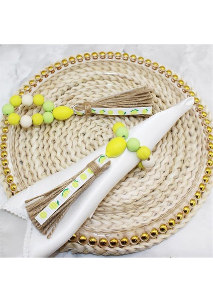 6pcs Limon Ahşap Boncuk Peçete Halkaları Boho Çiftlik Evi Peçete Tutucular El Yapımı Sarı Yeşil Boncuklar Peçete Tokaları (Yurt Dışından) indirimleri