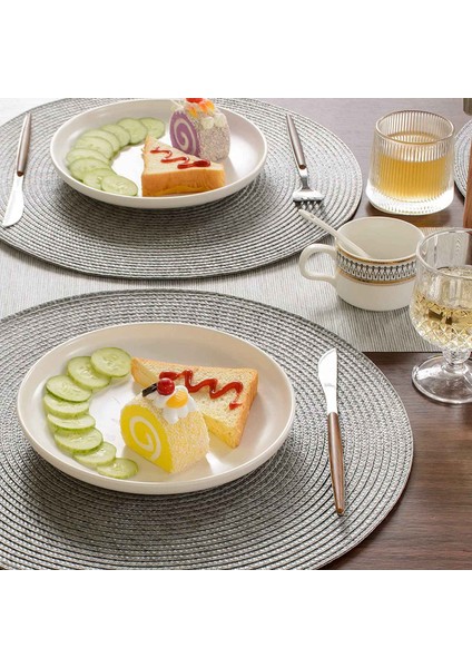 Yuvarlak Örgülü Placemats Yemek Masaları Için 6 Masa Paspasları Dokuma Yıkanabilir Kaymaz Yer Paspasları 15 Inç (Açık Gri) (Yurt Dışından) fiyatları