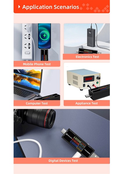 Sequre TVA3006 Yüksek Hassas Volt-Ammer Güç Meder Tip C Tip C USB Voltaj Ampermetre Ölçer Test Cihazı (Yurt Dışından)