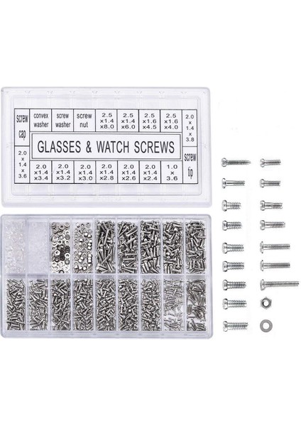 1000PCS Paslanmaz Çelik Gözlükler Izle Onarım Vidası Yedek Kit Seti Küçük Vidalar Somun Çeşitleri Onarım Aracı Seti (Yurt Dışından)