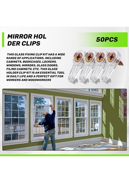 50 Çift Cam Tutucu Klipsler Kit Kabine Cam Klipsler 4mm Plastik Kapı Klipsleri Cam Dolap Kapılarını Sabitlemek Için Vidalı Klipsler (Yurt Dışından)