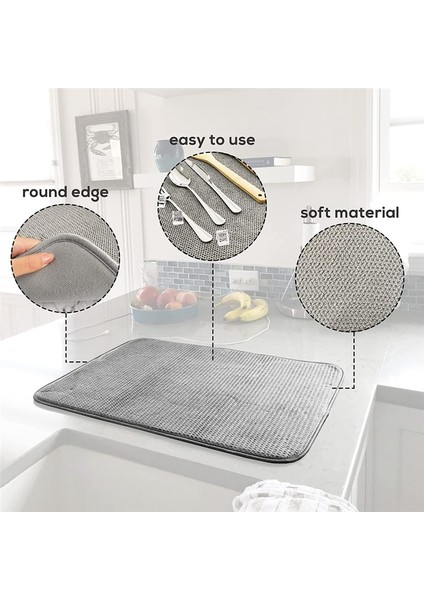 3 Paket Bulaşık Kurutma Paspası, Emici Mikrofiber Bulaşıklar Mutfak Sayaç Boyutu 20X15 Inç, Bulaşık Kurutma Ped (Yurt Dışından) fiyatları