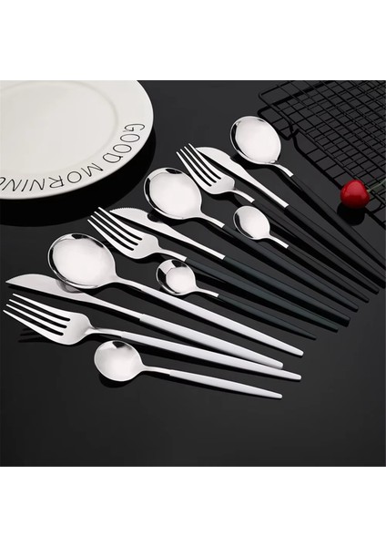 16 Parça Mavi Gümüş Yemek Takımı Paslanmaz Çelik Çatal Bıçak Takımı (Yurt Dışından) modelleri