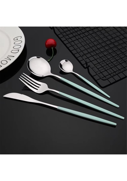16 Parça Mavi Gümüş Yemek Takımı Paslanmaz Çelik Çatal Bıçak Takımı (Yurt Dışından) fırsatları