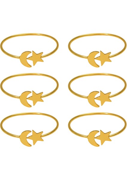 Ay Altın Peçete Yüzükleri Seti 6 Pcs Kumaş Peçeteleri Için Parti Dekoru Peçete Tutucu - Mutfak Dekoru ve Düğün Süslemeleri (Yurt Dışından)