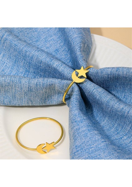 Ay Altın Peçete Yüzükleri Seti 6 Pcs Kumaş Peçeteleri Için Parti Dekoru Peçete Tutucu - Mutfak Dekoru ve Düğün Süslemeleri (Yurt Dışından) fiyatları