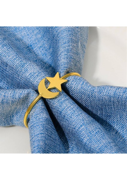 Ay Altın Peçete Yüzükleri Seti 6 Pcs Kumaş Peçeteleri Için Parti Dekoru Peçete Tutucu - Mutfak Dekoru ve Düğün Süslemeleri (Yurt Dışından) indirimleri