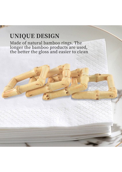 Ahşap Bambu Peçete Yüzükleri Seti 4, El Yapımı Rattan Doğal Peçete Tutucu Yüzük Masa Süslemeleri (Yurt Dışından) indirimleri