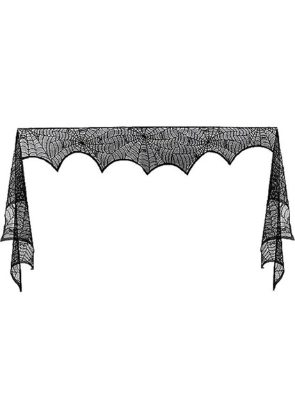 Cadılar Bayramı Şömine Mantlı Eşarp, Spiderweb Mantel Siyah Dantel Şömine Kapak Festival Partisi Gotik Kapalı Dekor (Yurt Dışından)