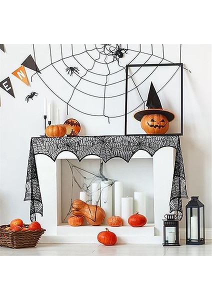 Cadılar Bayramı Şömine Mantlı Eşarp, Spiderweb Mantel Siyah Dantel Şömine Kapak Festival Partisi Gotik Kapalı Dekor (Yurt Dışından) fiyatları