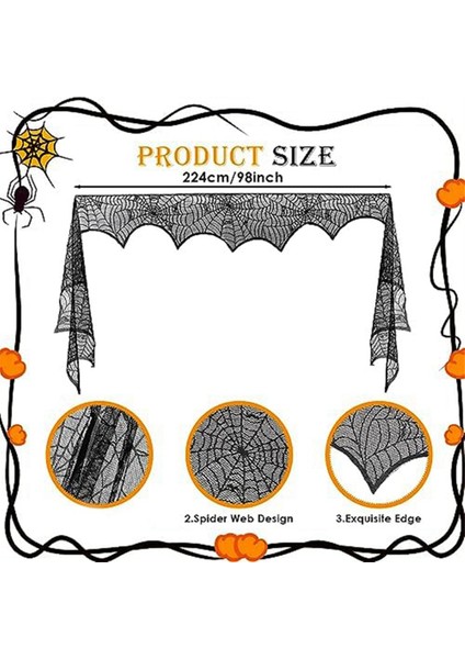 Cadılar Bayramı Şömine Mantlı Eşarp, Spiderweb Mantel Siyah Dantel Şömine Kapak Festival Partisi Gotik Kapalı Dekor (Yurt Dışından) fırsatları