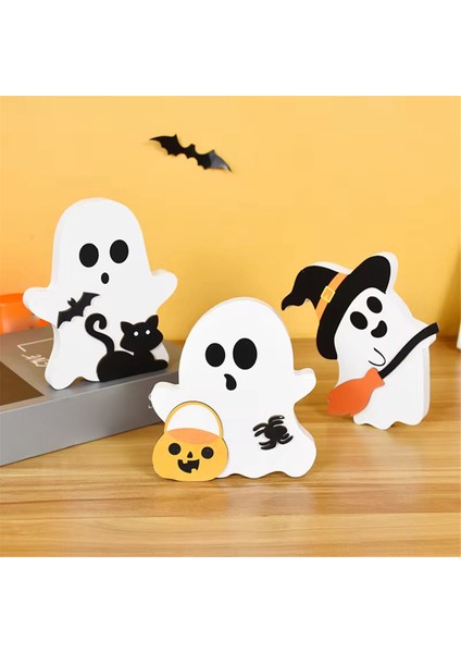 Cadılar Bayramı Ahşap Dekoratif Işaret Hayalet Bat Süpürge Süpürge Dekorasyon Iç Mutfak Masa Odası Dekorasyon (Yurt Dışından) fırsatları