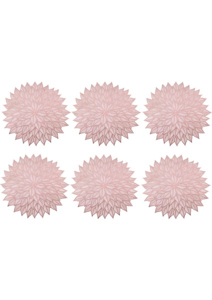 Placemats Set 6, Round Bollow Out Çiçekler Yemek Masa Pres Presli Gül Altın Için Paspaslar (Yurt Dışından)
