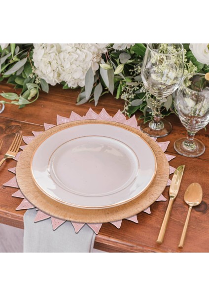 Placemats Set 6, Round Bollow Out Çiçekler Yemek Masa Pres Presli Gül Altın Için Paspaslar (Yurt Dışından) indirimleri