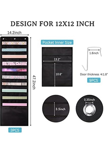 3 Adet Karalama Defteri Kağıt Depolama, 12 x 12 Inç Asılı Kağıt Depolama Torbaları Scrapbooking Için Kapı Kancaları, Kart Stoğu (Yurt Dışından) modelleri