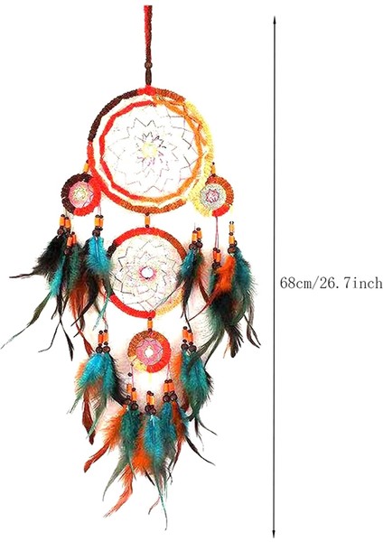 El Dokuması Beş Yüzük Renkli Tüy Rüya Yakalayıcı Ağı, Duvar Dekorasyonu, El Yapımı Rüya Yakalayıcı Ağı ve Çan Sesi (Yurt Dışından) fiyatları