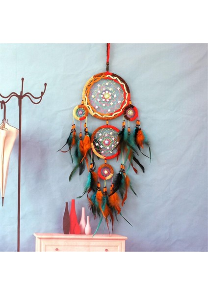 El Dokuması Beş Yüzük Renkli Tüy Rüya Yakalayıcı Ağı, Duvar Dekorasyonu, El Yapımı Rüya Yakalayıcı Ağı ve Çan Sesi (Yurt Dışından) indirimleri