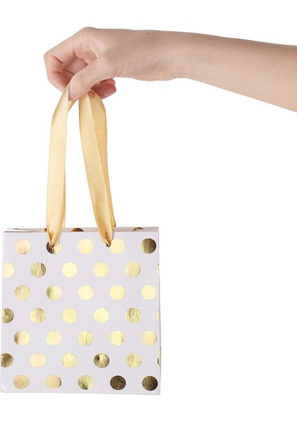 Şerit Kulplu Küçük Hediye Çantaları Altın Mini Hediye Çantası, Doğum Günü Düğünleri Için Noel Tatilleri Mezuniyet Bebek Duşları (Metalik Noktalar 8 Paket) (Yurt Dışından) modelleri