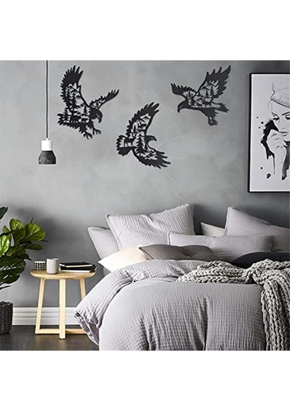 Metal Kartal Duvar Sanat Dekor Seti 3, Bear Geyik Siluet Desenli Kel Kartal Duvar Dekoru, Forest Lodge Av Dekoru (Yurt Dışından) fırsatları