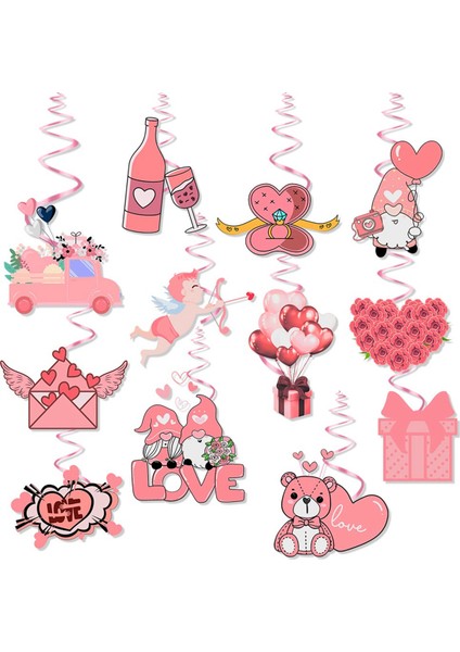 2024 Sevgililer Günü Spiral Cazibesi Amerikan Sevgililer Günü Aşk Yay ve Ok Partisi Dekorasyon Takılar (Yurt Dışından)