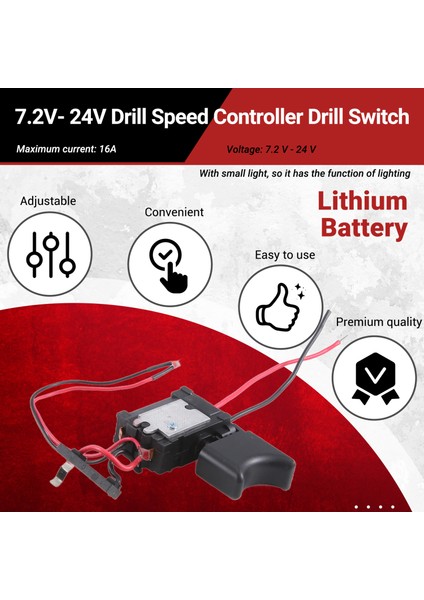 7.2V- 24V Matkap Hız Kontrolör Matkap Anahtarı Lityum Pil Kablosuz Matkap Hız Kontrol Tetikleyicisi Işık (Yurt Dışından) indirimleri