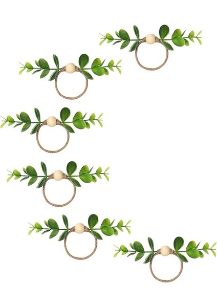 6pcs Okaliptüs Peçete Halkaları, Ahşap Boncuk Peçete Halkaları Çiftlik Evi Yaprağı Yay Peçete Halkaları Yemek Masası Süslemeleri (Yurt Dışından)