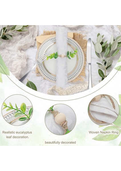 6pcs Okaliptüs Peçete Halkaları, Ahşap Boncuk Peçete Halkaları Çiftlik Evi Yaprağı Yay Peçete Halkaları Yemek Masası Süslemeleri (Yurt Dışından) modelleri