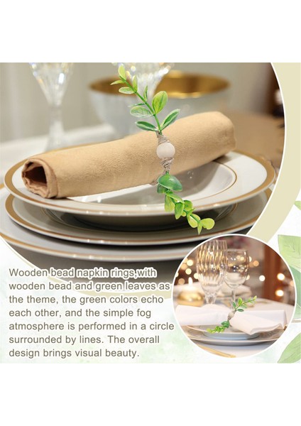 6pcs Okaliptüs Peçete Halkaları, Ahşap Boncuk Peçete Halkaları Çiftlik Evi Yaprağı Yay Peçete Halkaları Yemek Masası Süslemeleri (Yurt Dışından) indirimleri