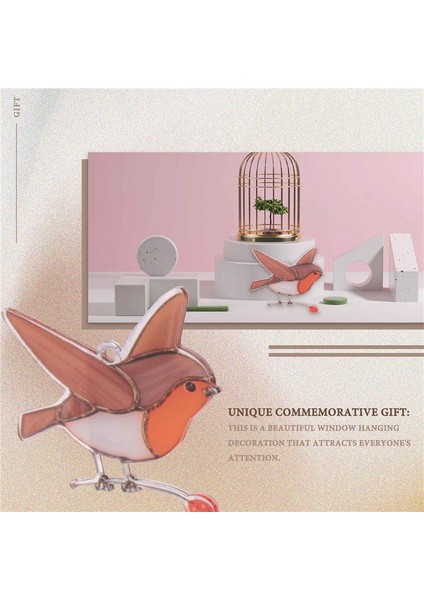 Çok Renkli Kuşları Tel Üzerinde Asılı Yüksek Lekeli Akrilik Suncatcher Yaratıcı Pencere Paneli Ev Odası Dekoru -Flaying Robin (Yurt Dışından) fırsatları
