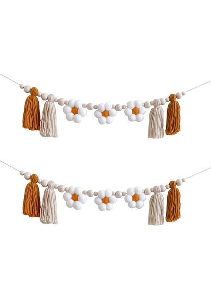 2 Adet Daisy Ahşap Çelenk Dekor Ahşap Boncuklar Boho Çelenk Hippi Daisy Fidanlık Dekor Boho Çelenk Için Sınıf (Yurt Dışından)