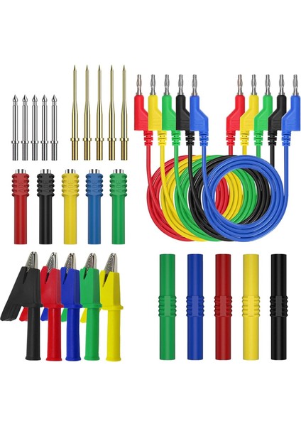 Banana Fiş Silikon Testi Kurşunları Kiti, Dişleme Problu 4mm Istiflenebilir Muz Fişi, Multimetre Için Otomotiv Test Kurşunları (Yurt Dışından)