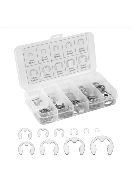 120 Pcs 304 Paslanmaz Çelik E Klipsli Yıkayıcı Ürünlük Kiti Mil Harf M1.5-M10 Için (Yurt Dışından) fiyatları