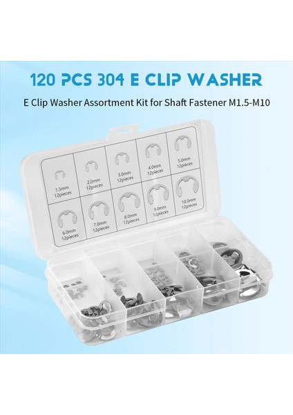 120 Pcs 304 Paslanmaz Çelik E Klipsli Yıkayıcı Ürünlük Kiti Mil Harf M1.5-M10 Için (Yurt Dışından) fırsatları