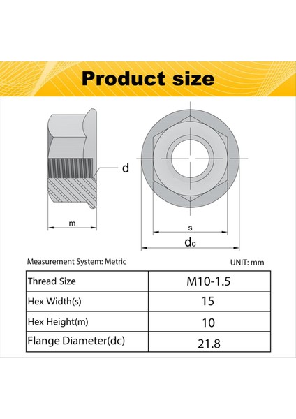 16 Pack M10 Tutulmuş Flanş Altı Somunları, M10-1.5MM Altı Flanş Fındık, Dıy Ana Mekanizması Için Kilitleme Yedek Somun (Yurt Dışından) fiyatları