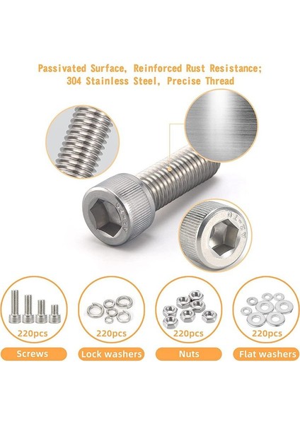 890PCS M3-M6 Vida Çeşitleri, Cıvatalar ve Fındık Kiti, Soket Baş Kapak Vidaları Altıgen Kafa Vidaları Çeşitlilik Seti (Yurt Dışından) fırsatları