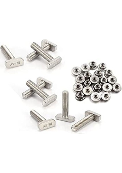 12PCS T Yuva Cıvatası Değiştirme, M10 x 25 Vidalar, A2-70 Raylı Raylı Vidalar 12 Flanş Somunlu Parça Somunları (Yurt Dışından) fiyatları