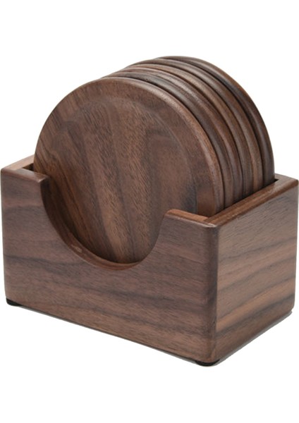 6pcs Ceviz Ahşap Barış Placemats Dekor Yuvarlak Isıya Dayanıklı Içecek Mat Ev Mutfak Masa Çay Kahve Bardağı (Yurt Dışından)