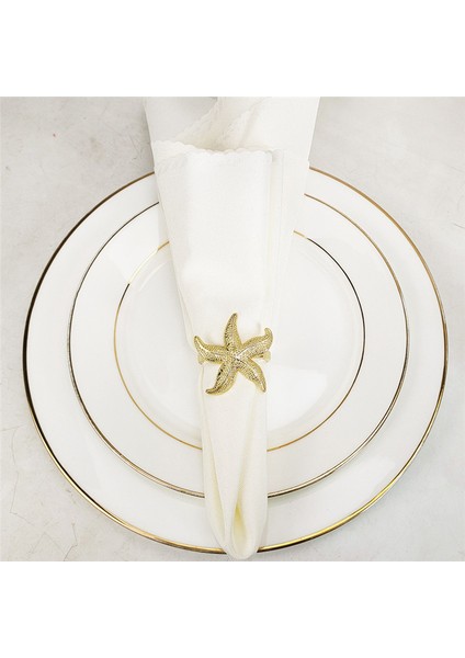 Denizyıldızı Peçete Yüzükleri 12 Altın Denizcilik Düğün Partisi Plaj Masa Dekoru (Yurt Dışından) fırsatları