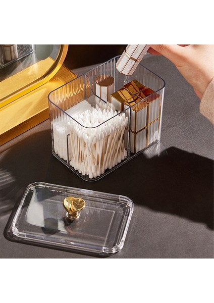 Pamuklu Swabs Dispenser 3 Izgaralar Pamuklu Tutucu Temiz Kapaklı Kozmetik Basit Tip Pamuklu Pad Tutucu Saklama Kutusu, B (Yurt Dışından) fırsatları